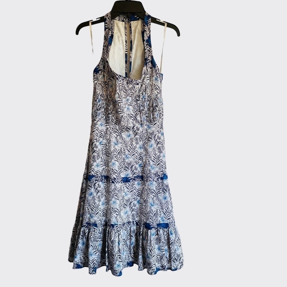 Karen Millen Tiered Halter Dress Butterflies and Foliage Pattern Size 4